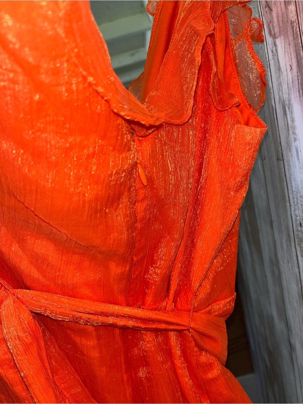 Hutch Tangerine Ruffle Wide Leg Jumpsuit Size 14P Petite NWT - Picture 9 of 11